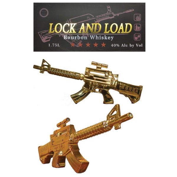 Lock & Load Bourbon Whiskey (Gold Carbine Gun Bottle)